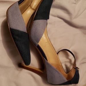 Nine west 2 tone denim heels